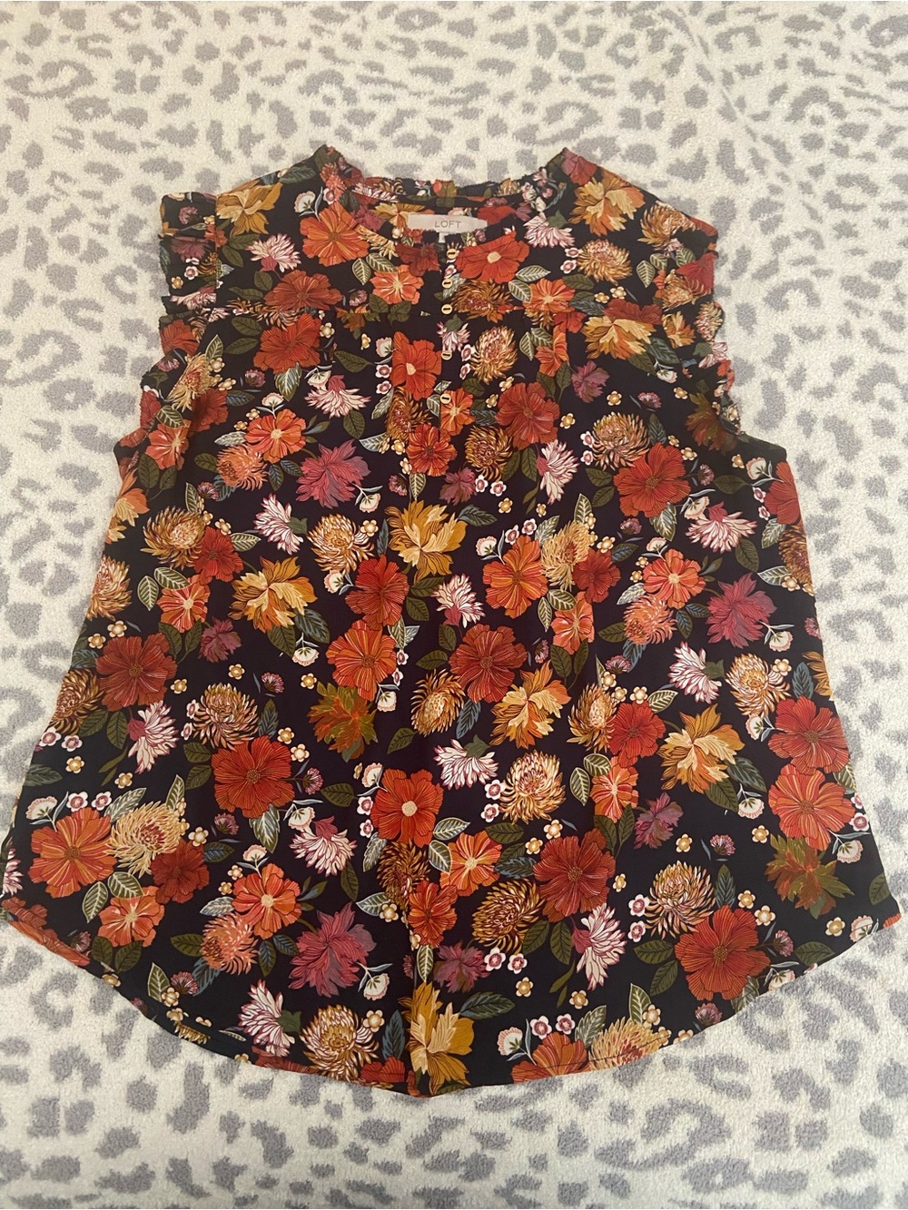 LOFT FLORAL SLEEVELESS BLOUSE SIZE XL - Picture 2 of 8